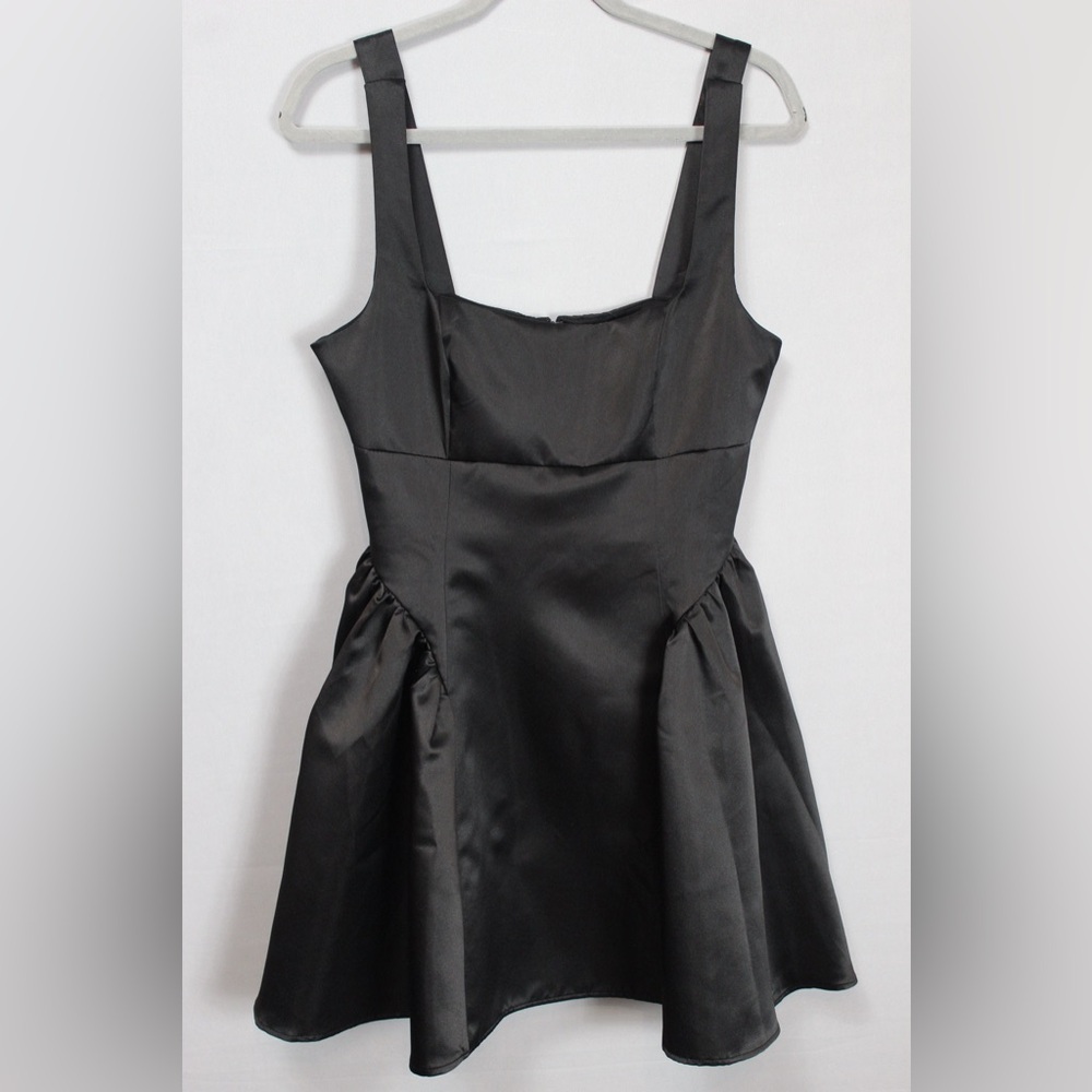 Lulus Promise Black Satin Sleeveless Mini Dress in the style “ adorable” size M